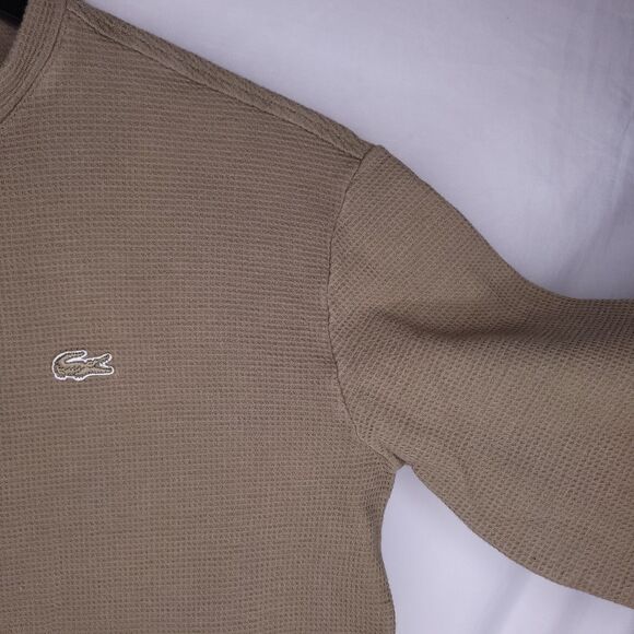 Lacoste Thermal Shirt Mens Medium Brown Waffle Knit Sleepwear - Picture 4 of 12